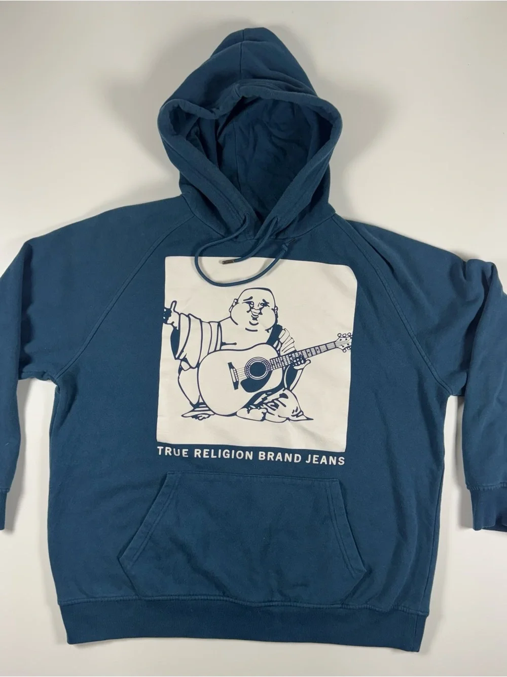 True Religion Teal Pullover Hoodie with Branded Neck Label